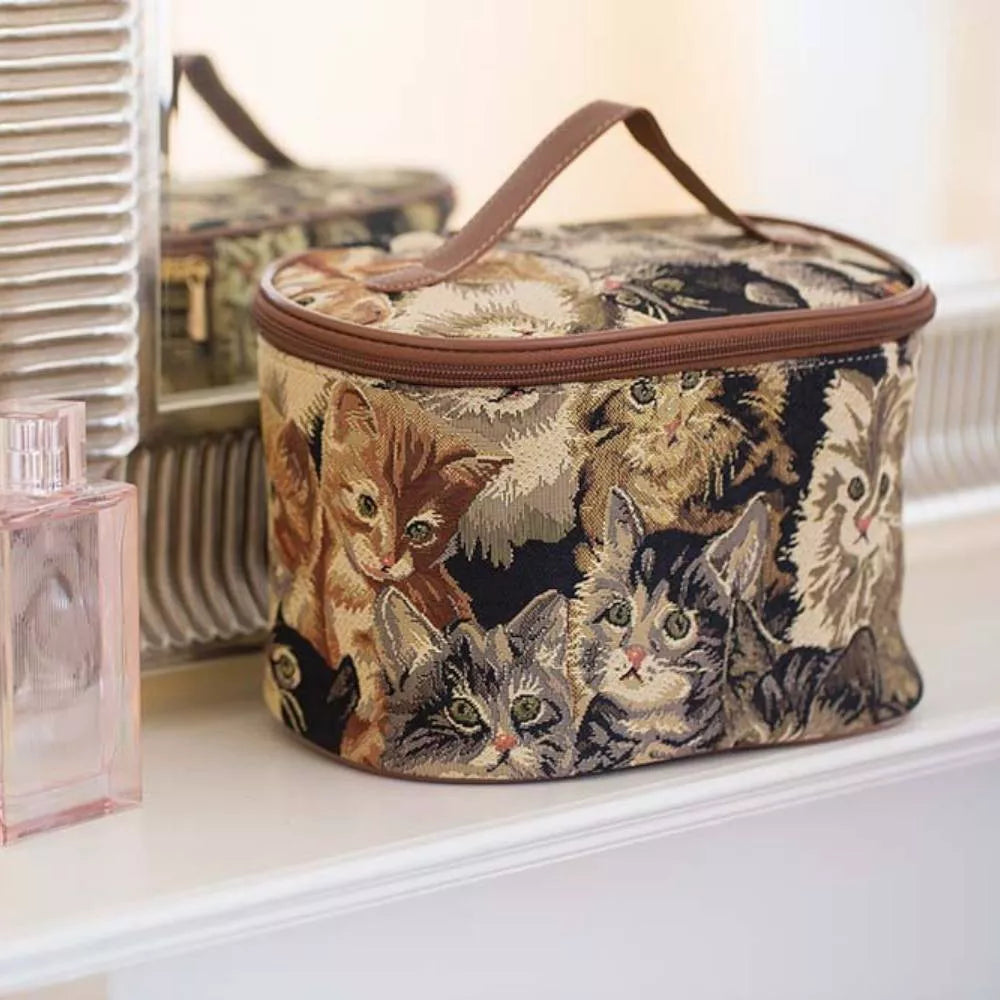 Patterned Woven Toiletry Vanity Cosmetic Bag